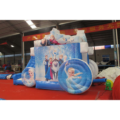 Gefrierter aufblasbarer Wagen mit Gleis Eis und Schnee Prinzessin Schloss Outdoor aufblasbares Spielzeug