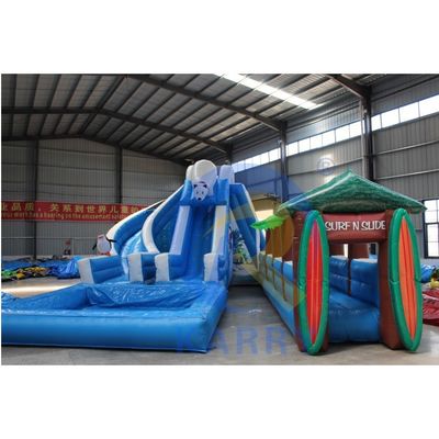 Gewerbliche aufblasbare Wasserrutsche Eisbär Arktis-Sprung Doppelspur für Outdoor-Spaß