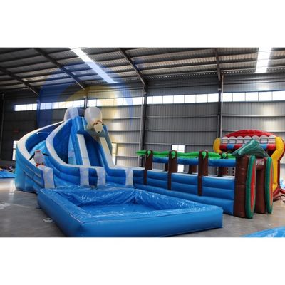 Gewerbliche aufblasbare Wasserrutsche Eisbär Arktis-Sprung Doppelspur für Outdoor-Spaß