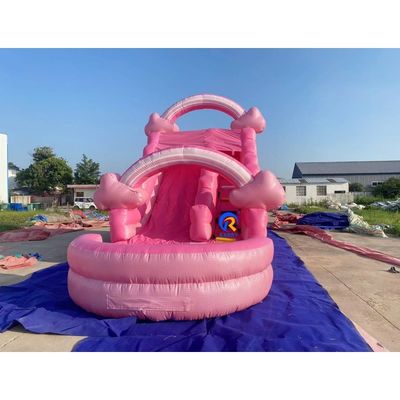 Unisex Mega Pink aufblasbare Wasserrutsche mit Wasserpool und Sprunghaus All-in-One