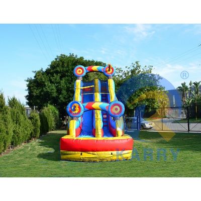 Karry Target 0,55mm PVC-Platte Gelbe Magische Farbe Aufblasbare Wasserrutsche mit Pool