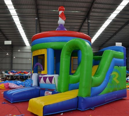 PORTABLE zylindrische PVC-Sprungburg mit Seitenrutsche und aufblasbare Kuppel Die ultimative Party-Erfahrung