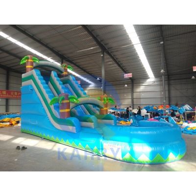 Kindergarten aufblasbare kommerzielle Wasserrutsche Blau mit Pool