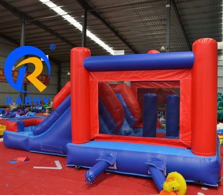 Ein Blaser ist mit in der Ausstattung enthalten. Karikaturcharakter aufblasbare Trampolinrutsche für Vergnügungsparks