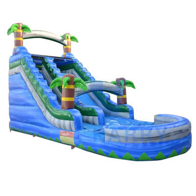 Unisex Wohnhof Hinterhof Blaue Palmenbaum Wasserrutsche aufblasbar mit Pool