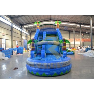 Unisex Wohnhof Hinterhof Blaue Palmenbaum Wasserrutsche aufblasbar mit Pool