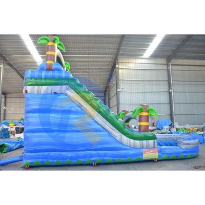 Unisex Wohnhof Hinterhof Blaue Palmenbaum Wasserrutsche aufblasbar mit Pool