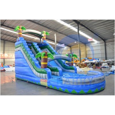 Unisex Wohnhof Hinterhof Blaue Palmenbaum Wasserrutsche aufblasbar mit Pool