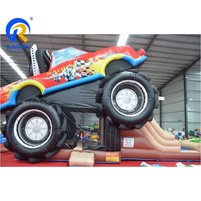 See/Luftlieferung Custom PVC 3D Rot Off-Road Car Castle Aufblasbares Türsteherhaus für Kinder