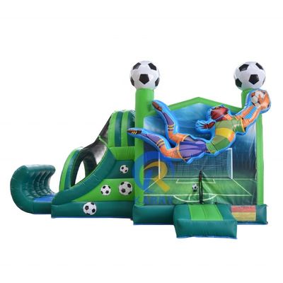 Startseite / Geschäft PVC Elastische Fußballspieler Schloss Sprunghaus Aufblasbare Roll-up-Rutsche