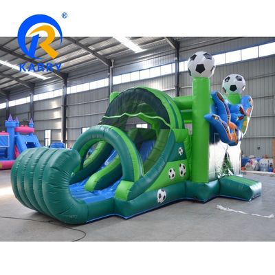 Startseite / Geschäft PVC Elastische Fußballspieler Schloss Sprunghaus Aufblasbare Roll-up-Rutsche