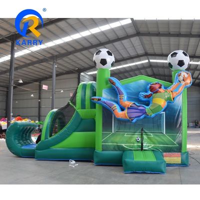 Startseite / Geschäft PVC Elastische Fußballspieler Schloss Sprunghaus Aufblasbare Roll-up-Rutsche