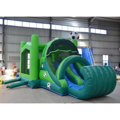 Startseite / Geschäft PVC Elastische Fußballspieler Schloss Sprunghaus Aufblasbare Roll-up-Rutsche