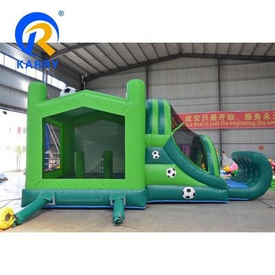 Startseite / Geschäft PVC Elastische Fußballspieler Schloss Sprunghaus Aufblasbare Roll-up-Rutsche