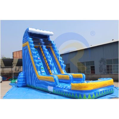 Farbgeschneiderte aufblasbare Hinterhof Tropische Marmorblaue Wasserrutsche mit Swimmingpool Erwachsener für 10 Passagiere