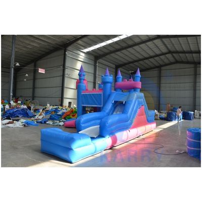 Unisex-Anpassung aufblasbares 3 in 1 Schloss mit Frozen-Thema Blau Farbe und langer Rutsche