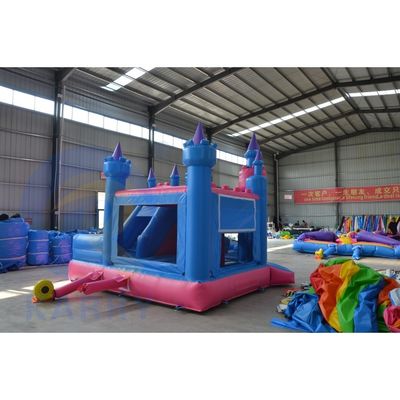 Unisex-Anpassung aufblasbares 3 in 1 Schloss mit Frozen-Thema Blau Farbe und langer Rutsche