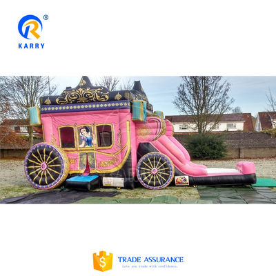 2023 Pink aufblasbare Prinzessin Kutsche Sprungkasten mit Rutschen Kindes Lieblingsspielzeug