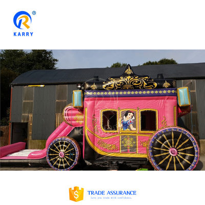 2023 Pink aufblasbare Prinzessin Kutsche Sprungkasten mit Rutschen Kindes Lieblingsspielzeug