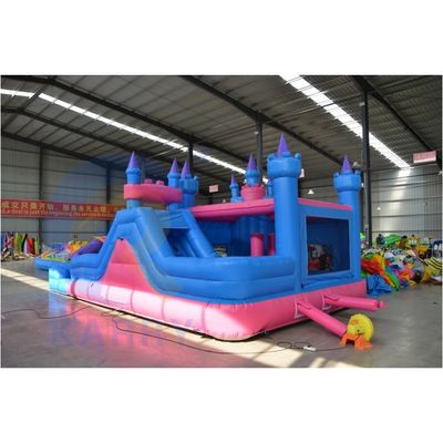 Unisex-Anpassung aufblasbares 3 in 1 Schloss mit Frozen-Thema Blau Farbe und langer Rutsche