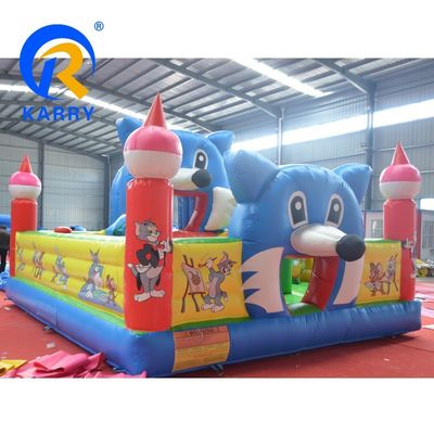 Vergnügungspark Fun City Aufblasbares Sprunghaus mit Tom und Jerry Thema OEM akzeptiert
