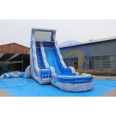 Magische Große Crush Running Bouncy Spiele Kommerzielle 32ft Blaue lange aufblasbare Wasserrutsche