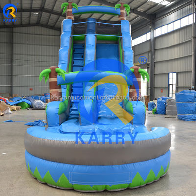 Logo Kundenlogo Ein breiter Fahrbahn PVC aufblasbare Wasserbeckenrutsche für Wasserparkgeräte
