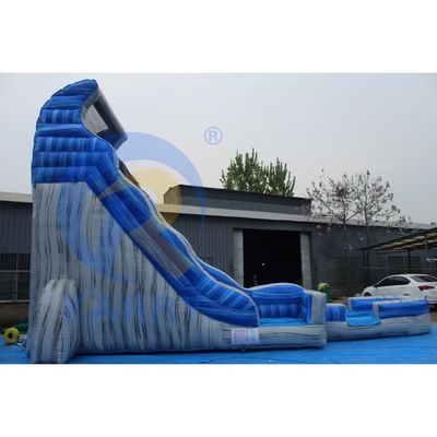 Magische Große Crush Running Bouncy Spiele Kommerzielle 32ft Blaue lange aufblasbare Wasserrutsche