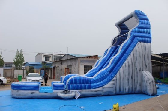 Magische Große Crush Running Bouncy Spiele Kommerzielle 32ft Blaue lange aufblasbare Wasserrutsche