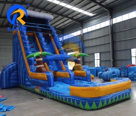 Luftbläser Zubehör Aufblasbare Palmbaum-Wasserrutsche mit Wasserpool und Trampolin