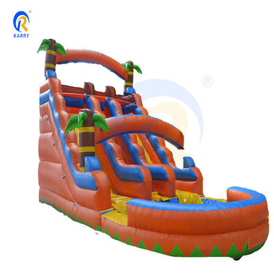 Wasser Spray Palmbaum Rutsche Aufblasbare Kombi-Pool und Doppelslide für Kinderspiel