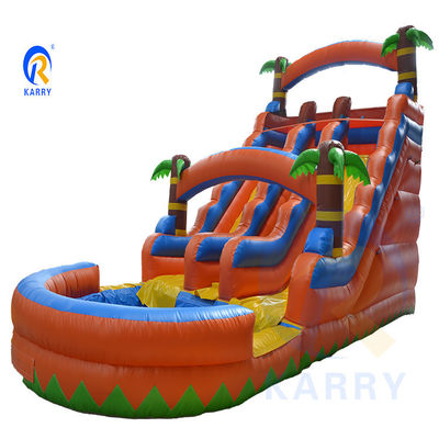Wasser Spray Palmbaum Rutsche Aufblasbare Kombi-Pool und Doppelslide für Kinderspiel
