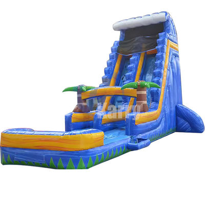 Aufblasbare 18ft Erwachsene tropische Hinterhof Wasserrutsche mit Schwimmbad und Palm