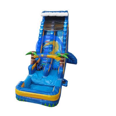 Aufblasbare 18ft Erwachsene tropische Hinterhof Wasserrutsche mit Schwimmbad und Palm