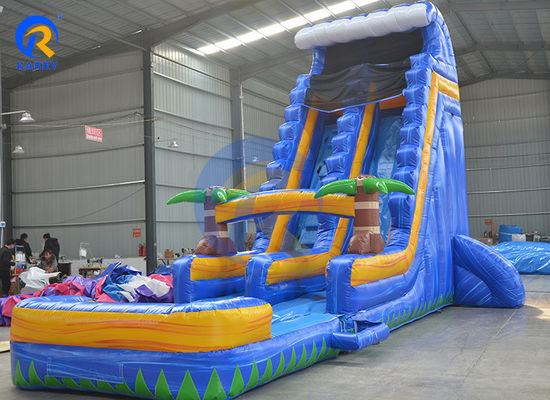 Aufblasbare 18ft Erwachsene tropische Hinterhof Wasserrutsche mit Schwimmbad und Palm
