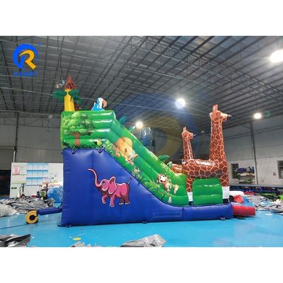 Aufblasbare Doppelslide Safari Tierthema Sprungrutsche mit mächtiger Giraffe und mehr