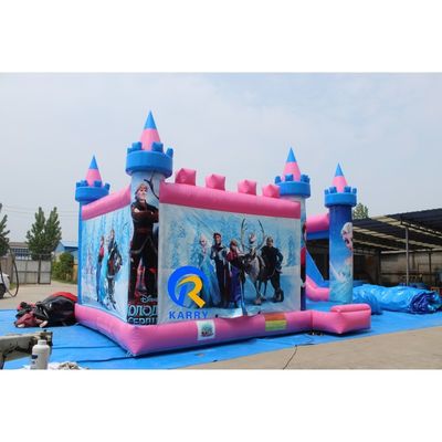 Blaue Miete aufblasbare Sprungburg mit Frozen-Themen-Kombination Sprungburg mit Rutsche
