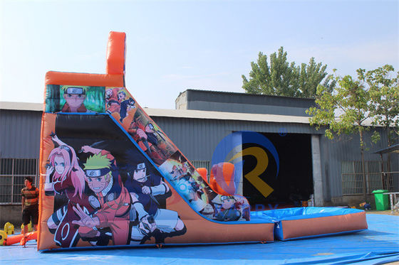 Commercial PVC Aufblasbare Ausrüstung Heißblütige Anime Charaktere Wasserrutsche mit Pool