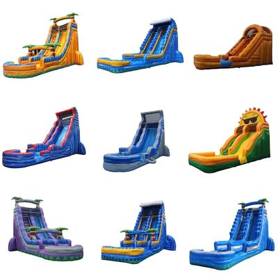 Farbenfrohe Palmbaum-Design aufblasbare Wasserrutsche für Spielplatz 15ft kommerzielle Qualität