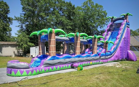 Digitales Drucken Lila Palmenbaum kommerzielle aufblasbare Wasserrutsche für Erwachsene und Kinder