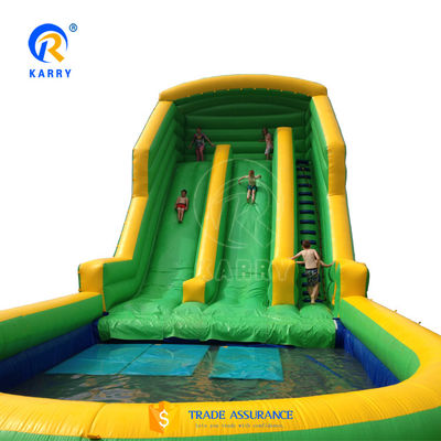 EN71 Zertifikat Doppelspurige aufblasbare Wasserrutschen für Kinderspielplätze im Freien