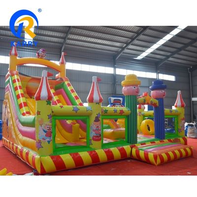 OEM akzeptiert Clown Wizard Sprungkasten Rutsche Combo aufblasbare Sprunghaus mit Rutsche