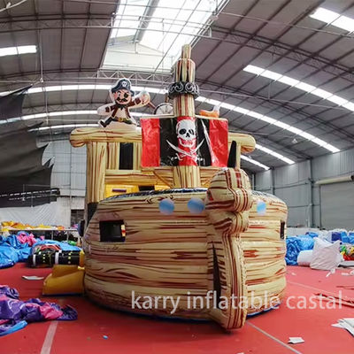 Voll gedruckte PVC-Material aufblasbare Piratenschiff Trockenrutsche für Kinder Interesse und Verkauf
