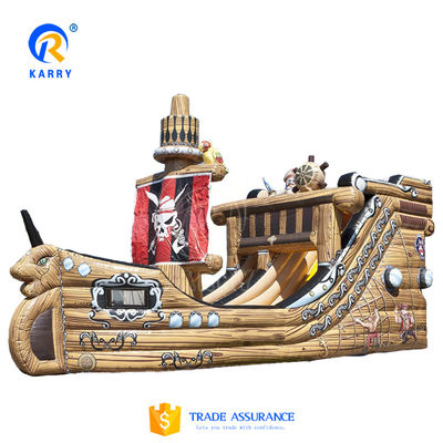 Voll gedruckte PVC-Material aufblasbare Piratenschiff Trockenrutsche für Kinder Interesse und Verkauf