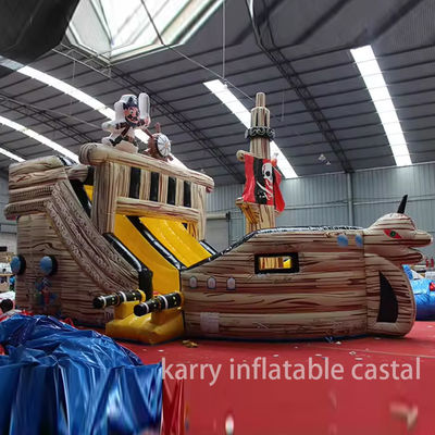 Voll gedruckte PVC-Material aufblasbare Piratenschiff Trockenrutsche für Kinder Interesse und Verkauf