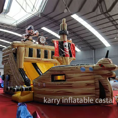 Voll gedruckte PVC-Material aufblasbare Piratenschiff Trockenrutsche für Kinder Interesse und Verkauf
