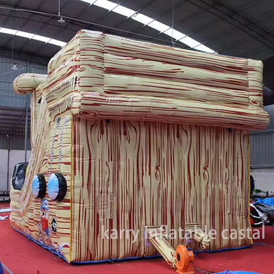 Voll gedruckte PVC-Material aufblasbare Piratenschiff Trockenrutsche für Kinder Interesse und Verkauf