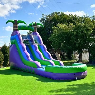 Outdoor Gelegenheit Graue aufblasbare Wasserrutsche mit drei Bogen Sprung und Pool
