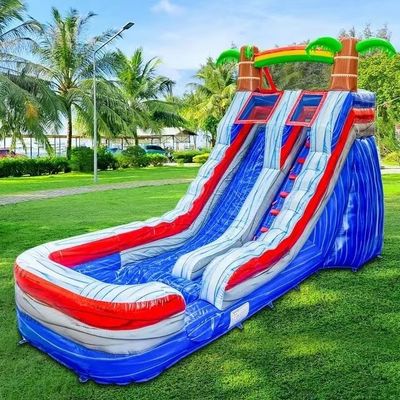 Outdoor Gelegenheit Graue aufblasbare Wasserrutsche mit drei Bogen Sprung und Pool