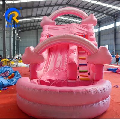 Portable Pure Pink Water Slide Aufblasbar mit Pool Sprunghaus Sprungsprung Schloss